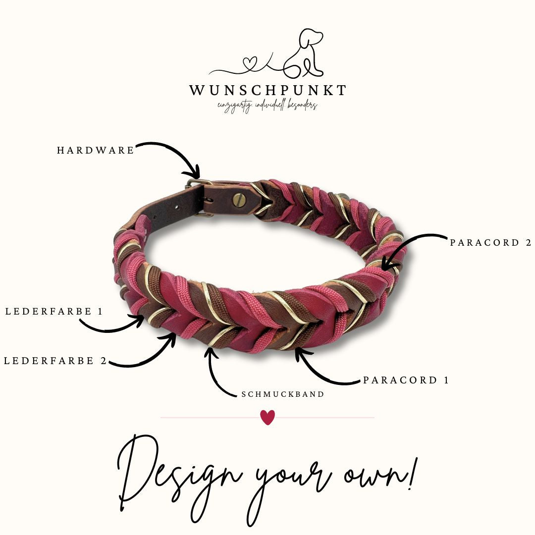 Design your own: Lederhalsband geflochten